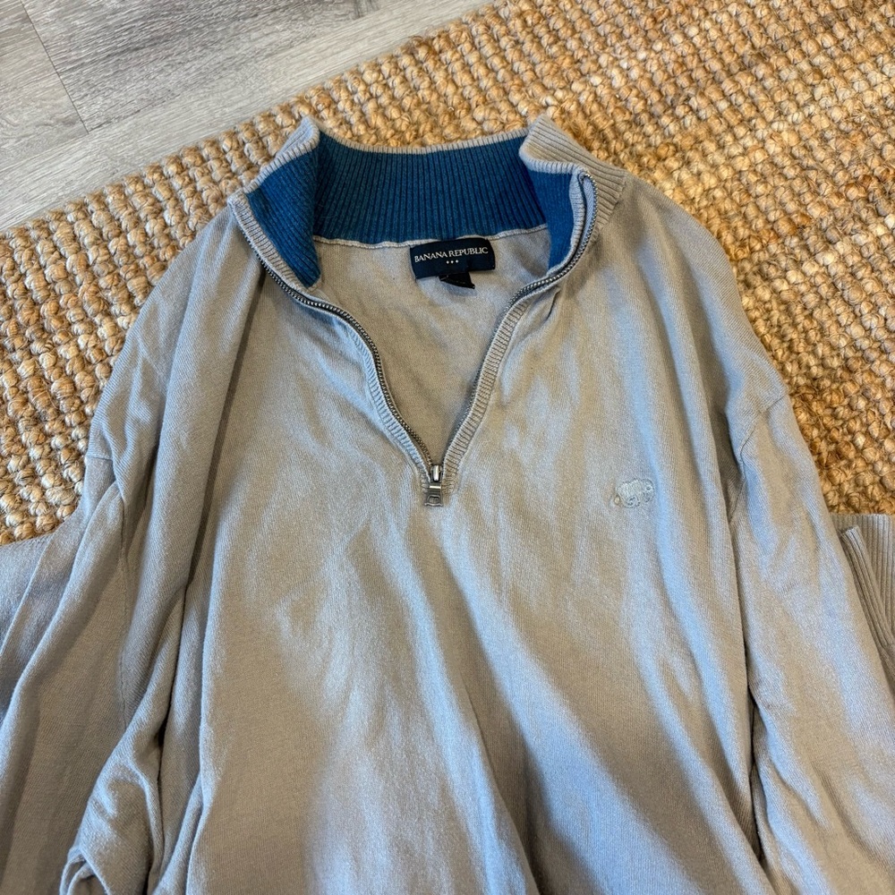 Banana Republic Men's Zip-Up Sweater in Gray and Blue